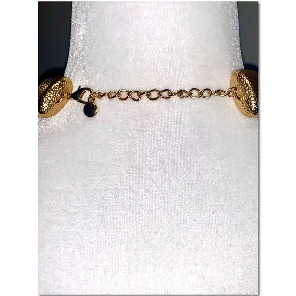 Turquoise Blue & Gold Multistrand Beaded Fashion Necklace & Earring Set EUC - Picture 4 of 6